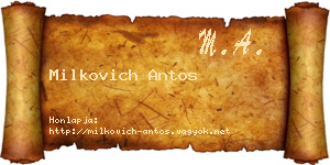 Milkovich Antos névjegykártya
